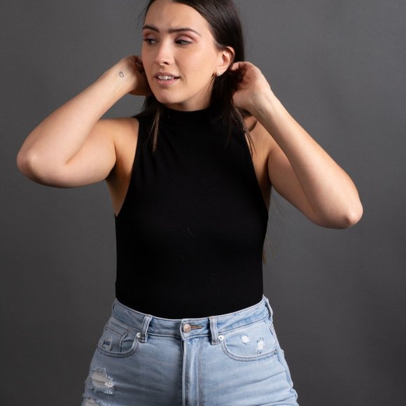 Black Mock Neck Bodysuit - Picture 4 of 10